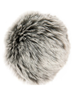 Imitatiebont pompon 10 cm - Premium grijs en ecru