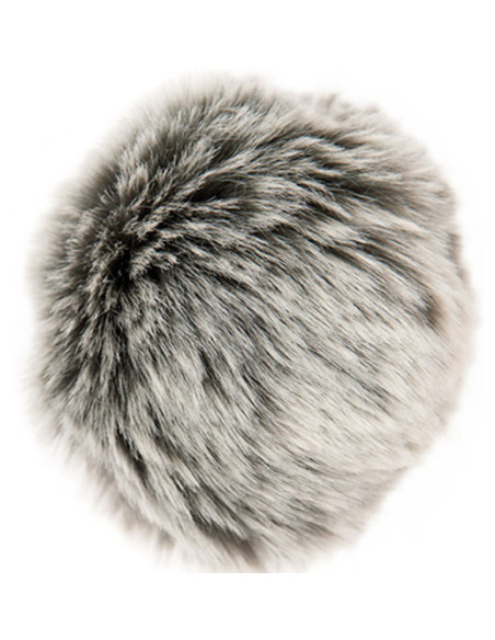Imitatiebont pompon 10 cm - Premium grijs en ecru