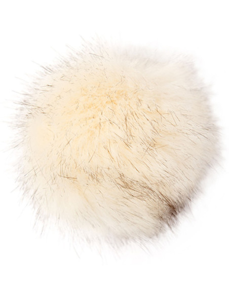 Imitatiebont pompon 10 cm - Premium crème en zwart
