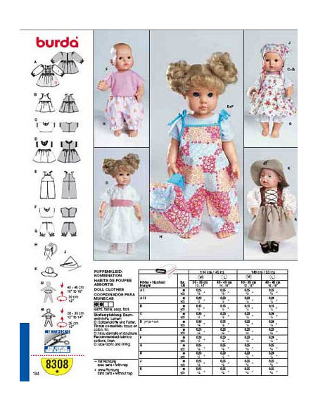 Patroon voor bijpassende poppenkleding - Burda 8308