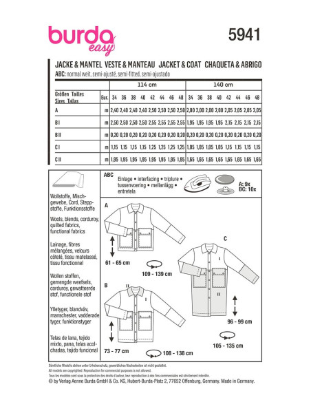 Jas- en mantelpatroon - Burda 5941