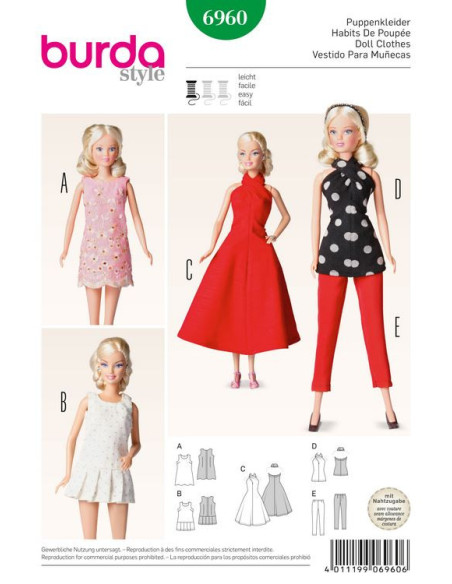 Patroon voor poppenkleding - Burda 6960