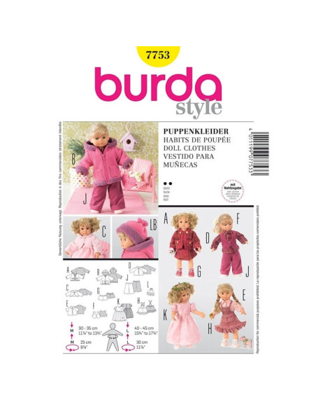 Poppenkleding patroon - Burda 7753