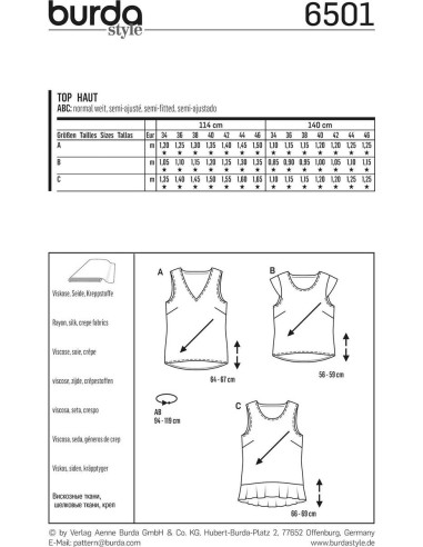 Top patroon - Burda 6501