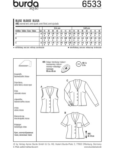 Blousepatroon - Burda 6533