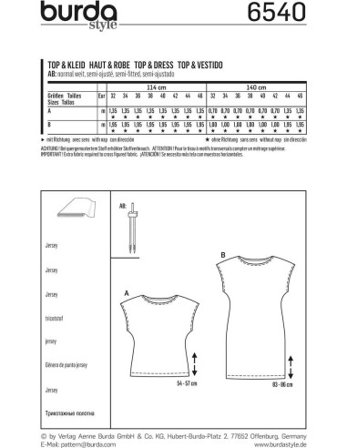 Top- en jurkpatroon - Burda 6540