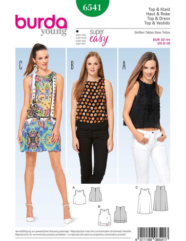 Top- en jurkpatroon - Burda 6541