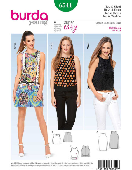 Top- en jurkpatroon - Burda 6541