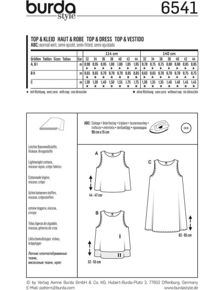 Top- en jurkpatroon - Burda 6541