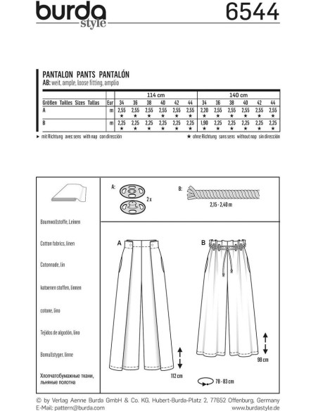 Broekpatroon - Burda 6544