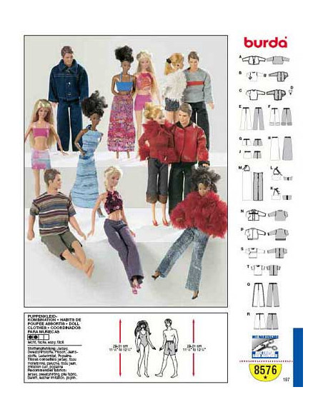 Patroon voor Barbie-poppenkleding - Burda 8576