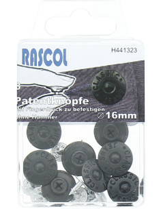 Doos met 8 jeansknopen 16mm Rascol - Mat zwart