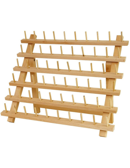 Houten display voor 60 klosjes garen