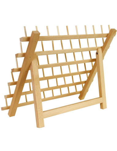 Houten display voor 60 klosjes garen