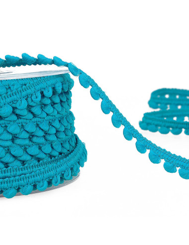 Mini pomponnen galon - Turkoois blauw