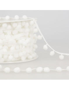Gallon grote pompons - Wit