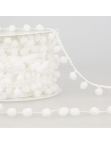 Gallon grote pompons - Wit