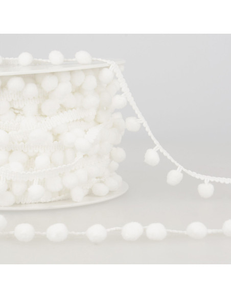 Gallon grote pompons - Wit