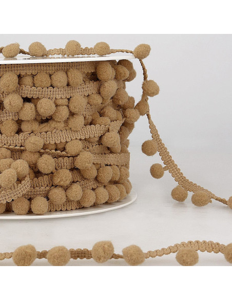 Gallon grote pompons - Beige