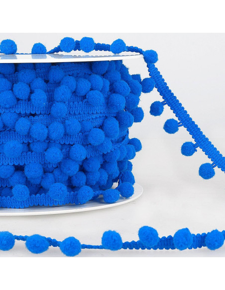 Gallon met grote pompons - Koningsblauw