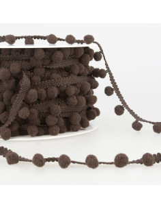 Grote pompons galon - Chocolade