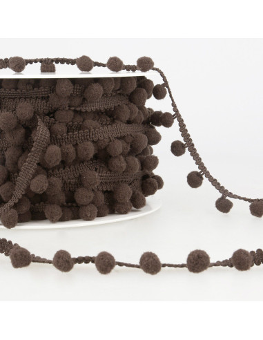 Grote pompons galon - Chocolade