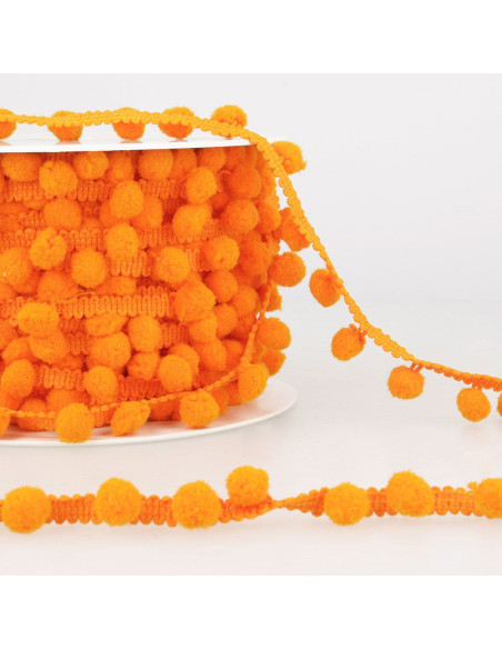 Grote pompons galon - Oranje