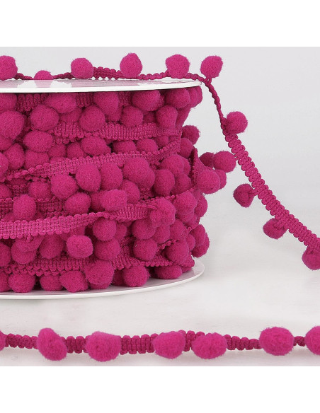 Gallon grote pompons - Fuchsia