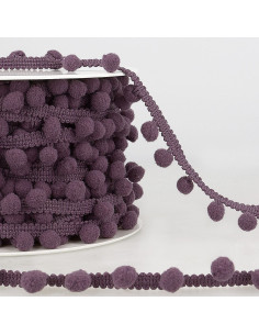 Gallon grote pompons - Aubergine