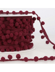 Gallon grote pompons - Bordeaux