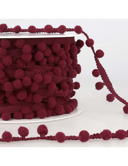 Gallon grote pompons - Bordeaux