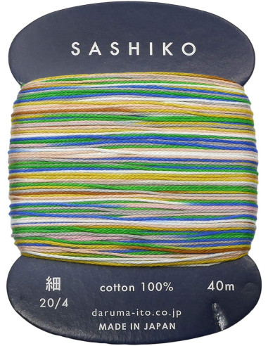Daruma Kasuri sashiko-garen multicolor 8 kleuren 40 m