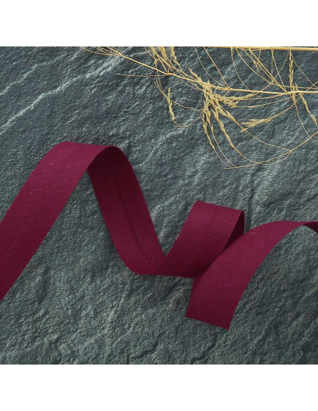 Biasband van polycotton - Wijnrood