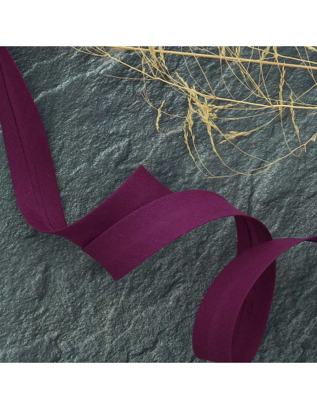Biasband van polycotton - Pruimkleurig
