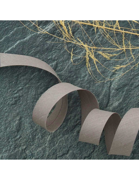 Biasband van polycotton - Licht mokka