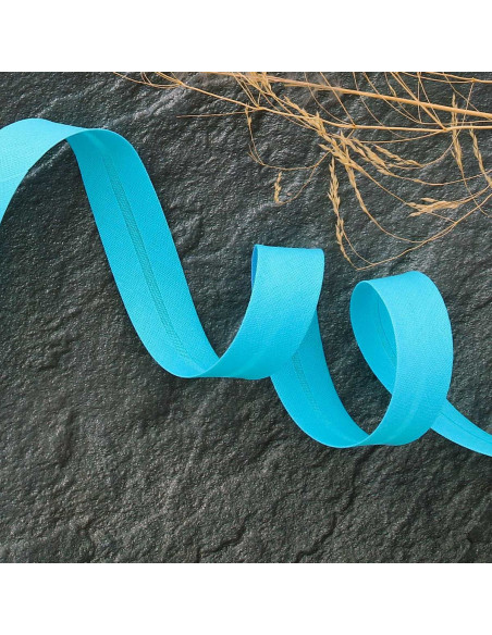Biasband van polycotton - Caraïbisch blauw