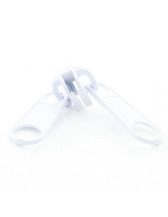Double curseur pour fermeture synthétique grosse maille 9 mm - Blanc