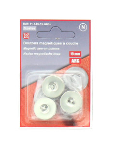 Set van 3 magnetische knopen om te naaien - Zilver