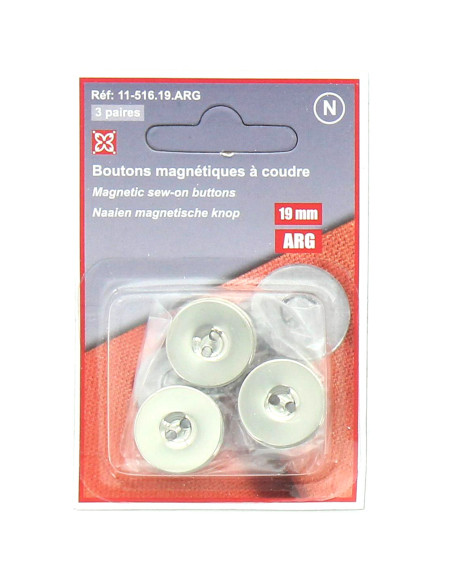 Set van 3 magnetische knopen om te naaien - Zilver