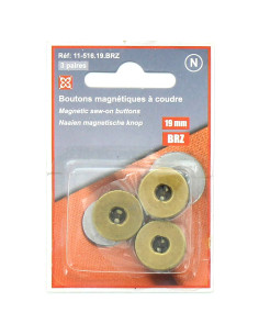 Set van 3 magnetische knopen om te naaien - Brons
