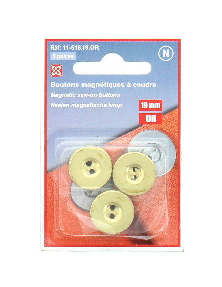 Set van 3 magnetische knopen om te naaien - Goud