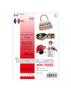 Thermisch hechtbare niet-geweven voering 0,9 x 1,0 m - Middelzware stoffen en hobby - Zwart