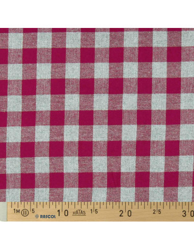 Flanellen stof met grote ruiten - Rood en grijs