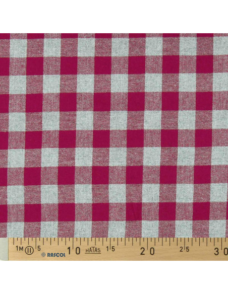 Flanellen stof met grote ruiten - Rood en grijs