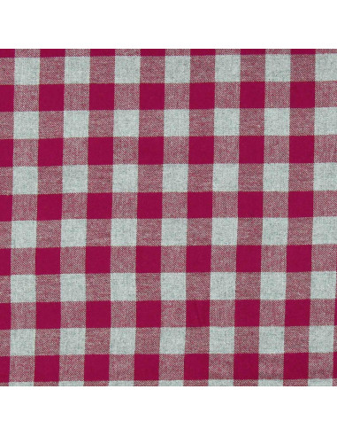 Flanellen stof met grote ruiten - Rood en grijs