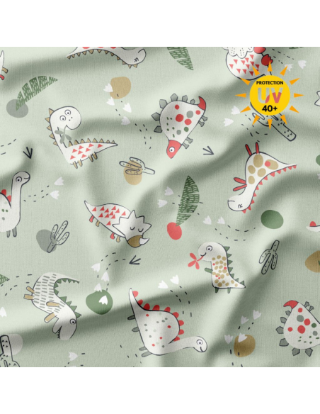 Lycra badpakstof - Groene Dinoz