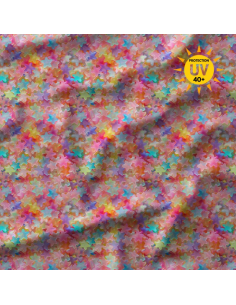 Lycra badpakstof - Gummystar roze en paars