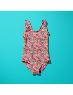 Lycra badpakstof - Gummystar roze en paars 2