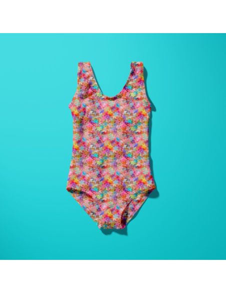 Lycra badpakstof - Gummystar roze en paars