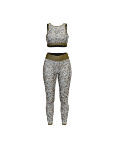 Lycra badpakstof - Sissi grijs en goud 2